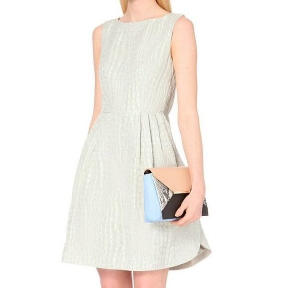 NWT 𝅺Ted Baker Kaleen Textured Jacquard Dress in Mint Green Ted Size 1/US 4 - Picture 1 of 16